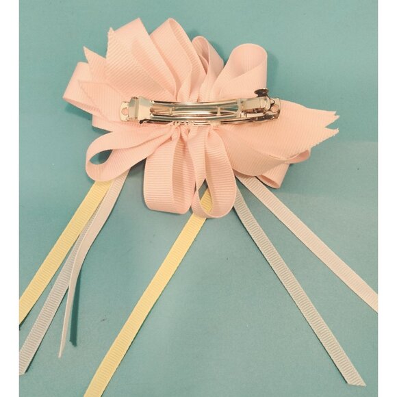 Easter Bunny Hair Ribbon Pink White Girls Bow Barrette Daisy Egg Basket Gift Bag - Picture 4 of 6